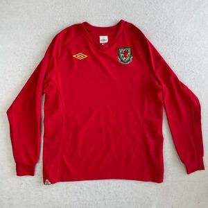 Umbro Wales National Team Soccer Jersey Mens Large Red Long Sleeve Church 15